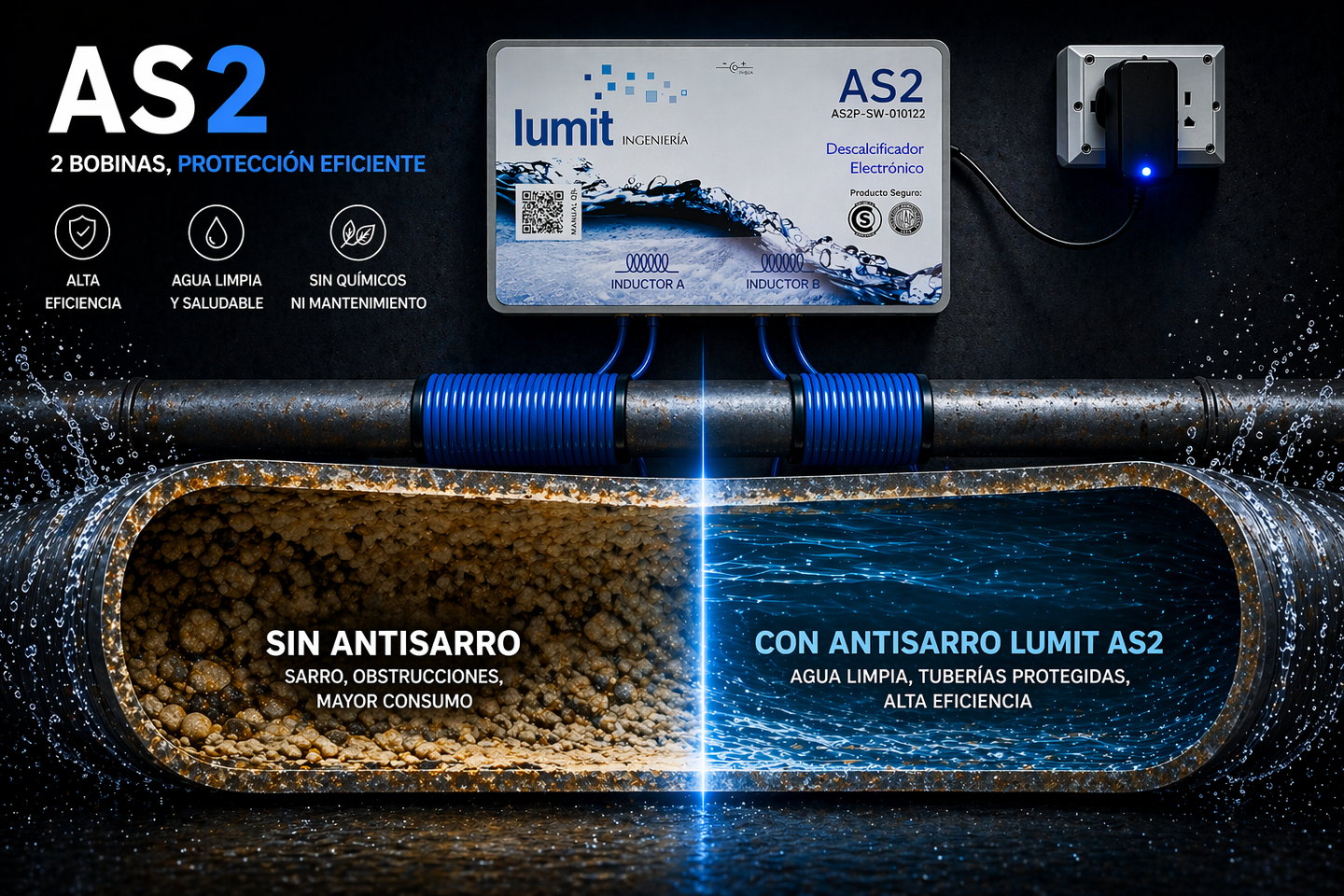 Lumit AS2 — descalcificador electrónico antisarro